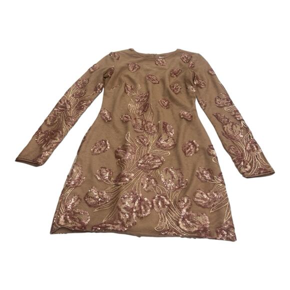 Dress the Population Dresses & Skirts - DRESS THE POPULATION Small Nude Sequin Lace Floral Cocktail Dress Bronze/Nude